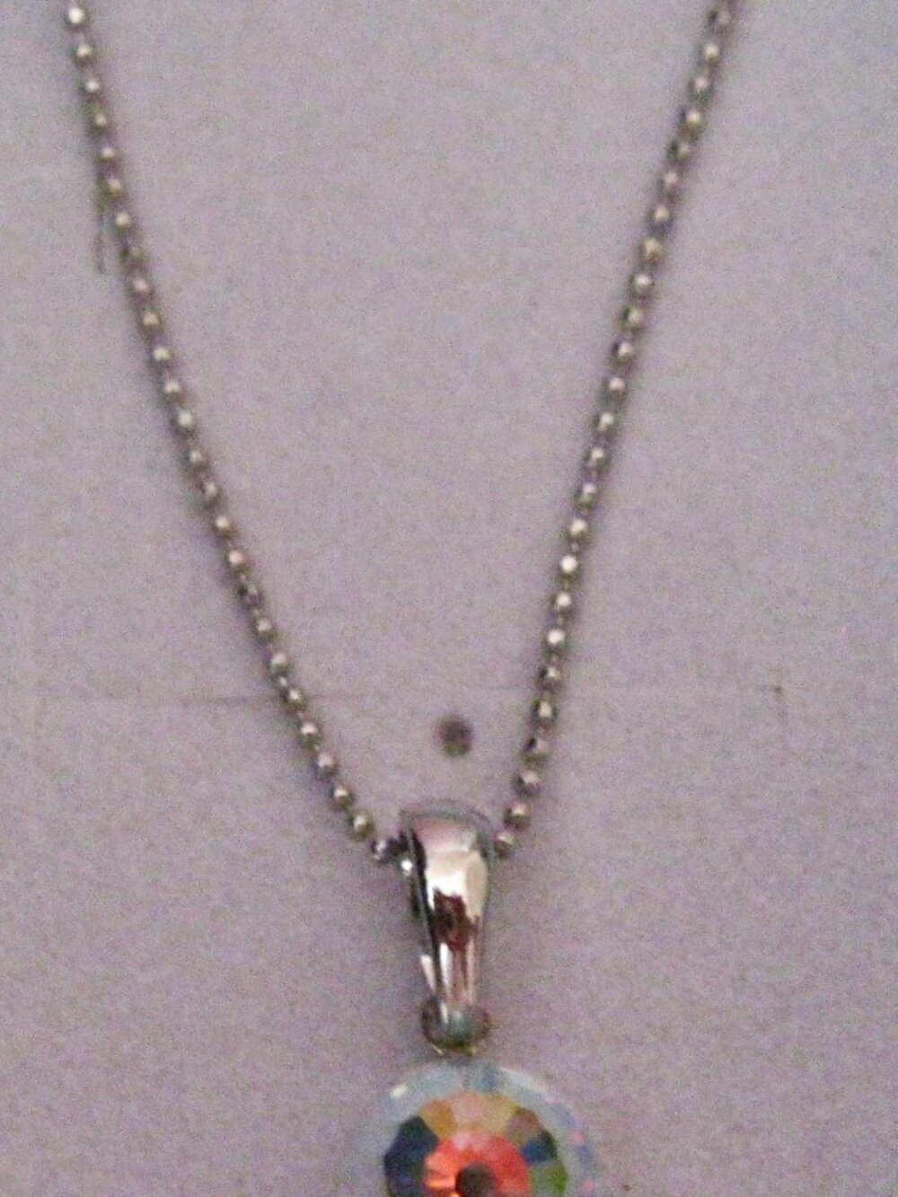 KIRKS FOLLY SIGNED/RARE AURORA BOREALIS CRYSTAL PENDANT CHOKER NECKLACE